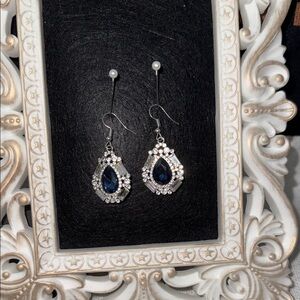 Elegant Silver and Blue Teardrop Earrings